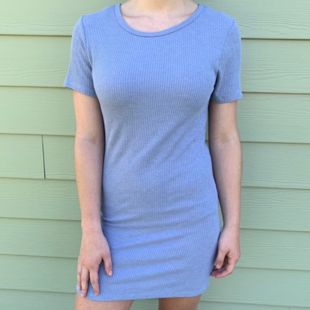 Periwinkle ribbed t shirt dress